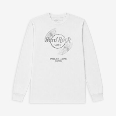 Adult Fit Vinyl Logo Longsleeve Tee in White